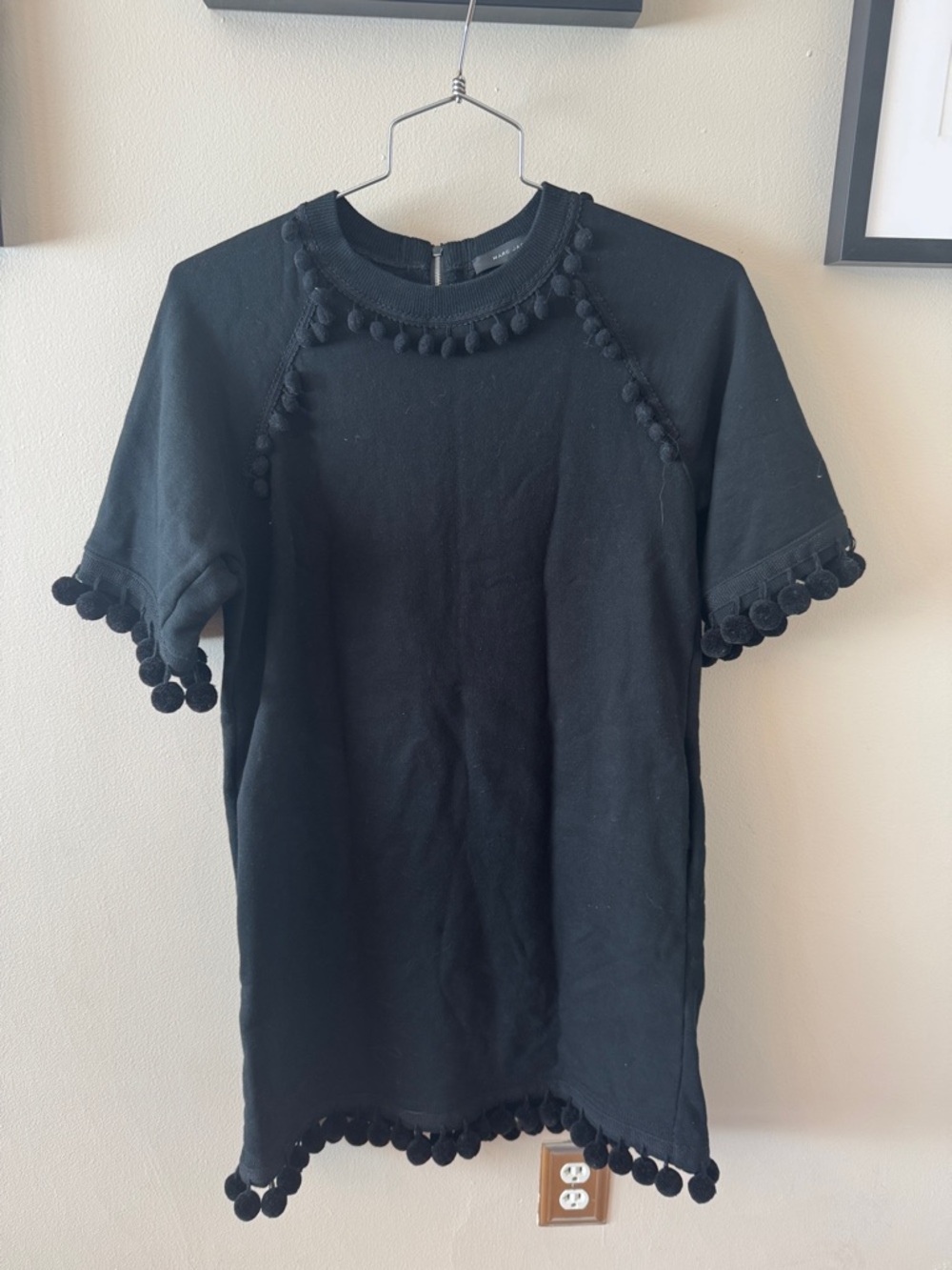 Marc Jacobs Black Pom-Pom Trim Mini Dress